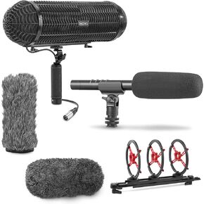 Movo Shotgun Blimp Microphone Bundle - Powerful XLR Microphone for Camera - Video Microphone for DSLR Camera Accessories - Shotgun Mic Grip for Boom Mic - Blimp with XLR Cables - Pro Video Equipment