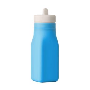 Omie OmieBox Reusable Silicone Water Bottle - 8.7 oz, Straw Top, BPA-Free & Phthalate-Free, Leak-Proof (Blue)