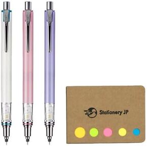 Kuru Toga Advance Auto Lead Rotation Mechanical Pencil 0.3 mm, Body Color(Lavender/Baby Pink/White), 3-pack, Sticky Notes Value Set