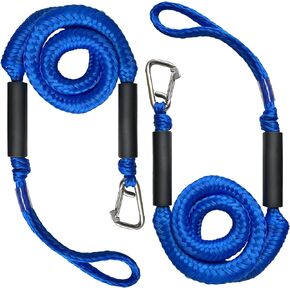 4FT Boat Bungee Dock Line Marine Rope 2-Pack for Docking with 316 Stainless Steel Clip Boat Accessory for Jet Ski, Kayak, Pontoon, Watercraft, PWC, Seadoo, Wave Runner, Canoe, Power Boat