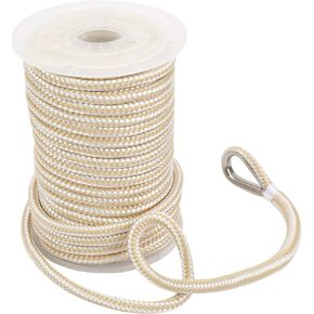 NovelBee 3/8 Inch X 200 Feet Double Braid Nylon Anchor Line with Stainless Steel Thimble and Plastic Chuck (Black)