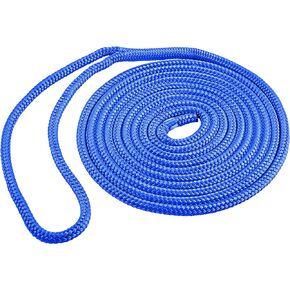 Shoreline Marine Double Braided Nylon Dock Line, Single, 3/8" x 15', Blue