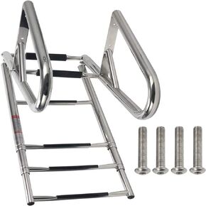 Amarine-made Dock Ladder Marine Pontoon Boat Heavy Duty 6 Step Telescoping Rear Entry Ladder-4067S