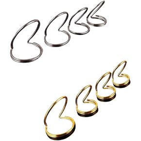 2 Sets of 8pcs Gold and Silver Metal Guitar Finger Picks Guitar Finger Pick Accessories Wire Style Plectrums Protector Metal Wire Style Picks for Guitar, Bass, Ukulele
