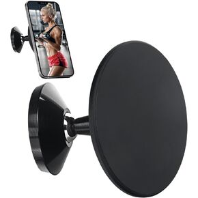 DGO Gym Magnetic Phone Holder - Easy to Use Magnetic Cellphone Wall Mount Holder for Gym- Magnetic Phone Holder with Double Sided Magnet Car Mount- Black
