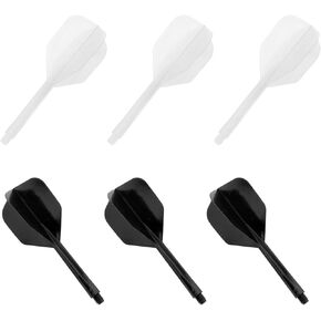 Black+White Integrated Dart Flight Shaft and 2BA Transparent One-Piece Dart Tail Leaf Four-Feathered Tail Leaf-6PCS