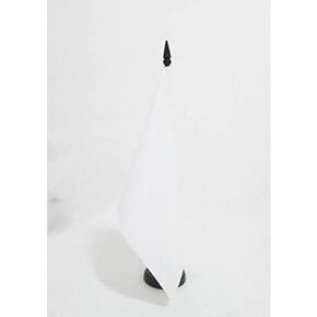 AZ FLAG Plain White Table Flag 5'' x 8'' - White Solid Color Desk Flag 21 x 14 cm - Black Plastic Stick and Base