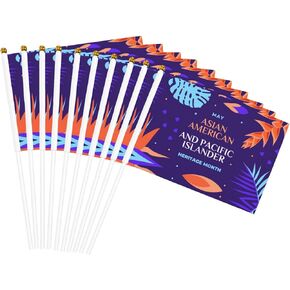 Asian American And Pacific Islander Heritage Month Small Mini Flags Hand Held Flag Festival Stick Flag Party Decorations Supplies Sign For Parades Yard Lawn