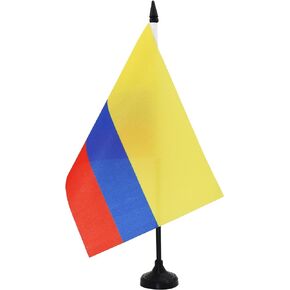 AZ FLAG Colombia Table Flag 5'' x 8'' - Colombian Desk Flag 21 x 14 cm - Black Plastic Stick and Base