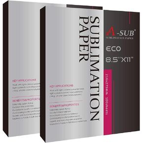 A-SUB Sublimation Paper 8.5x11 Inch-200 Sheets Heat Transfer Paper for Light Colored Fabric and Other Blanks, Works with Inkjet Printer and Sublimation Ink 125g