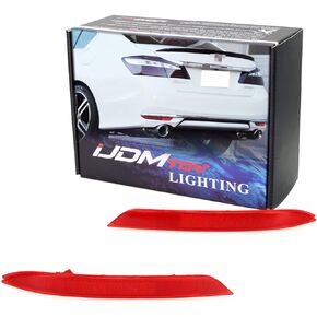 iJDMTOY OEM-Red Rear Bumper Reflector Lens Replacements Compatible with 2016-2017 Honda Accord Sedan, OE-Spec LH RH Assembly