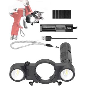 Spray Paint Gun Light, Universal Automotive Paint Gun Lighting with Warm/White Two-Color Light Adjustable Memory Function System, Spray Gun Portable LED Light for Home(Battery not Included)
