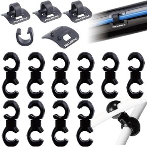 Bike Brake Cable Guide Kit: Precision 4 Sets Alloy Stick-On Cable Guide with C-Clips + 10pcs S-Style Line Fixing - for MTB/Road/Folding Bikes Brake/Derailleur Cable Guide