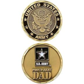 United States Military US Armed Forces Army "Proud Dad" - Good Luck Double Sided Collectible Challenge Pewter Coin