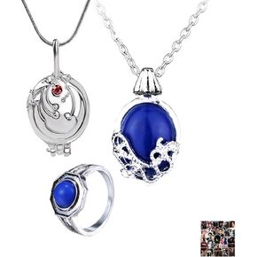 13 pcs The Vampire Diaries Jewelry Sticker Daywalking Katherine Sapphire Necklace Elena Gilbert Opening Vervain Locket Pendant Necklace Vampire Family Ring Klaus Mikaelson's Ring