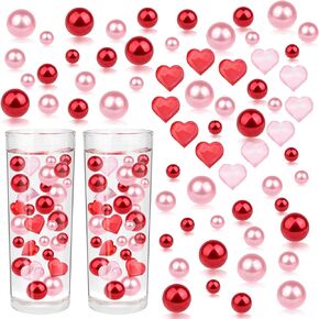 10152 pcs Valentine's Day Vase Filler White and Red Pearl Beads Heart Floating Vase Fillers for Wedding Home Table Party Decor Valentine's Day Decor