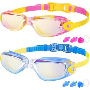 Braylin Kids Swim Goggles, 2-Pack Swimming Goggles for Children, Teens, Boys or Girls, UV Protection Swim Pool Goggle