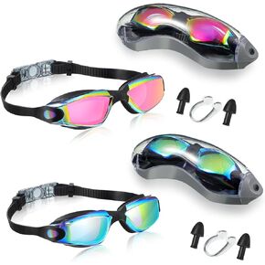 2 Pack Swim Goggles No Leaking Swimming Goggles Waterproof Swim Glasses Polarized Goggles for Adult