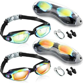 2 Pack Swim Goggles No Leaking Swimming Goggles Waterproof Swim Glasses Polarized Goggles for Adult