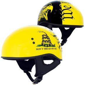 Hot Leathers HLD1046 Gloss Black and Yellow 'We The People' Advanced DOT Skull Half Helmet for Men and Women