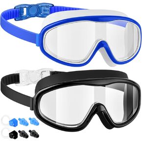 Swim Goggles, Adult 2 Pack-Wide View Swimming Goggles for Men Women Youth Teens, UV Protection Swim Goggles