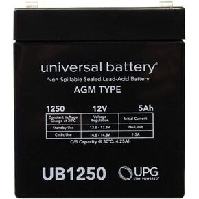 Universal UB1250 D5741 SLA Battery 12V/ 5AH .187 Tt