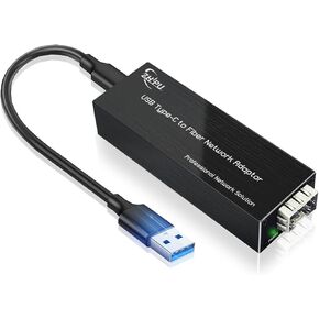 USB C to Fiber Network Adaptor, USB3.0 Type C to 100/1000base-X SFP Gigabit Network Card, Supported for Windows, macOS and Linux