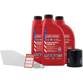 CRAFTSMAN Oil Change Kit Compatible with Kawasaki Ninja, Vulcan, ER-6N, W800, 3 Quart 10W-40 Full Synthetic In Kit: 3 Quarts of Oil, 1 Filter, 1 Crush Washer, 1 Oil Change Sticker (CMXOKLT207156)