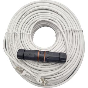 150 Feet CAT6A Industrial Outdoor-Rated Shielded Ethernet Cable Kit with Waterproof Coupler (E09-150WOU-KT)