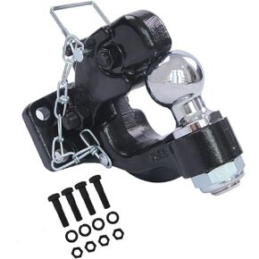 8-Ton Pintle Hitch Receiver with 2" Hitch Ball, Pintle Hook, Combination Hitch, 16,000 lbs