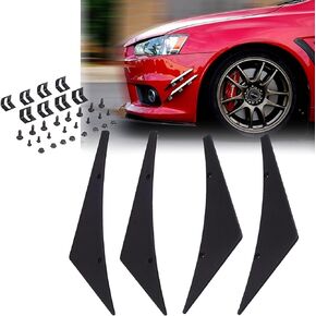 Xotic Tech 4pcs JDM Sporty Racing Style Front Bumper Side Canards Fin Splitter Diffuser Trim Universal Fit (Carbon Fiber Style)