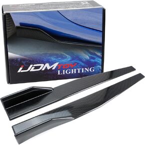 iJDMTOY Extra Long Left/Right Black Carbon Fiber Pattern PP Universal Rear Side Skirt Winglets Diffusers Compatible with Most Cars