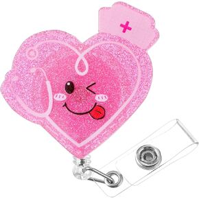 Badge Reel Holder Retractable with ID Clip for Nurse Nursing Name Tag Card Badge Holder with Alligator Clip, Cute Badge Reel for Medical Assistant Nursing Student Doctor Office (Heart) in Kuwait