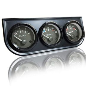 52mm 3 in 1 (Oil Press Gauge+Water Temp Gauge+Voltmeter) Triple Gauge Kit AUTO Gauge Meter（Black Console）for Cars/Trucks/Tractors/ Marine Engines Meter