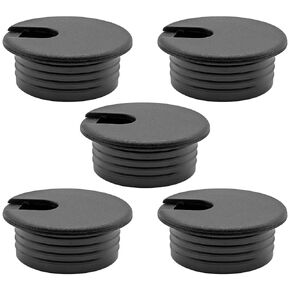 5Pcs Black Wire Hole Cover,2 Inch/50mm Plastic Desk Cord Hole Cover for Table Desk Furniture Computer Cable Cord Organizer