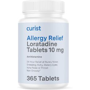 Curist Loratadine 10mg 365 Count - All Day Non Drowsy Allergy Medicine - 24 Hour Antihistamine Tablets for Runny Nose, Itchy Eyes, & Sneezing - Indoor & Outdoor Allergy Medicine for Adults