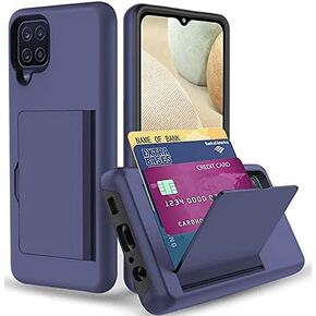 Galaxy A12 Case with Card Holder,Credit Card Slot Protective Wallet Cover Case for Samsung Galaxy A12 Edition - Black