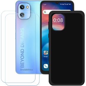 FZYM Case for Umidigi G1 + 2 Pack Tempered Glass Screen Protector Protective Film,Slim Black Soft Gel TPU Silicone Protection Phone Case Cover for Umidigi G1 (6.52")