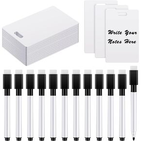 24 Packs Pocket Sized Erasable Notepad Badge Accessory 12 Pieces Mini Whiteboard Clipboard Hangs with Badge Mini Whiteboard Small Dry Erase Board with 12 Pieces Dry Erase Marker for Office School