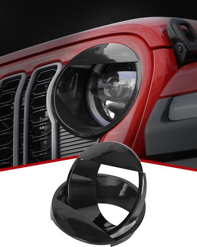 أغطية المصابيح الأمامية من JeCar ملحقات خارجية لحواف الإضاءة الأمامية Angry Brid المتوافقة مع Jeep Wrangler 2024 JL JLU & Gladiator JT 2024، أسود in Saudi Arabia