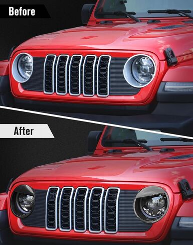 أغطية المصابيح الأمامية من JeCar ملحقات خارجية لحواف الإضاءة الأمامية Angry Brid المتوافقة مع Jeep Wrangler 2024 JL JLU & Gladiator JT 2024، أسود in Saudi Arabia