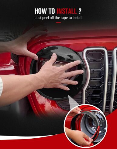 أغطية المصابيح الأمامية من JeCar ملحقات خارجية لحواف الإضاءة الأمامية Angry Brid المتوافقة مع Jeep Wrangler 2024 JL JLU & Gladiator JT 2024، أسود in Saudi Arabia