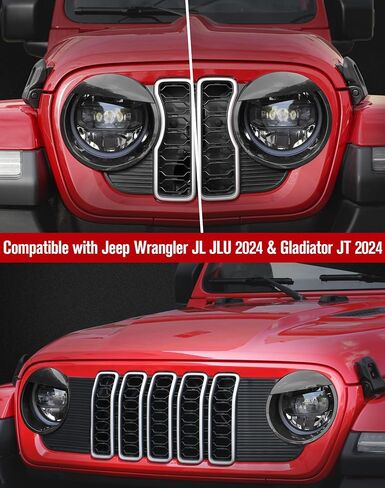 أغطية المصابيح الأمامية من JeCar ملحقات خارجية لحواف الإضاءة الأمامية Angry Brid المتوافقة مع Jeep Wrangler 2024 JL JLU & Gladiator JT 2024، أسود in Saudi Arabia