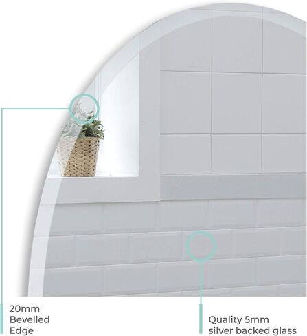 Neue Design Mood Oval Bathroom Mirror Wall Mounted (24 x 32 Inch), Vertical & Horizontal, Frameless with Beveled Edges for Bathroom Vanity in Saudi Arabia