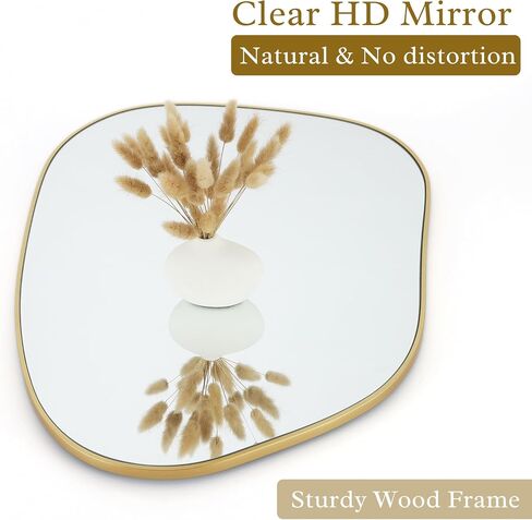PERFNIQUE Irregular Wall Mirror Asymmetrical Mirror, 28''x20'' Black Wood Framed Mirror for Bathroom Bedroom Living Room Entryway, Decorative Modern Wall Decor, Wall Mounted Mirror (Black, 28''x20'') in Saudi Arabia