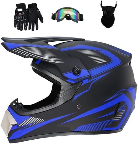 Motocross Helmet Dirt Bike Helmet Motorcycle Full Face Helmet with Gloves Goggles Mask for Unisex Adult Youth DOT/FMVSS 218 Approved in Kuwait