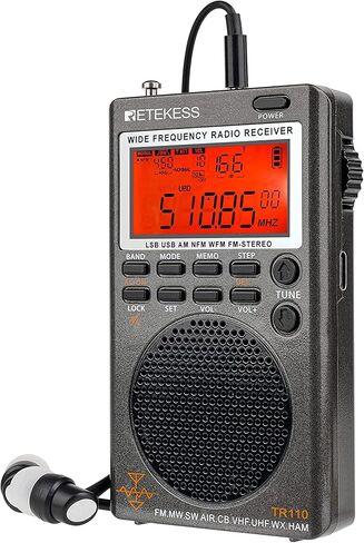 Retekess TR110 Portable SSB Shortwave Radio, Airband Radio Receiver, Full Band Radio MW FM SW Air CB with NOAA Alert, FM Stereo, Clock, Sleep Timer in Saudi Arabia