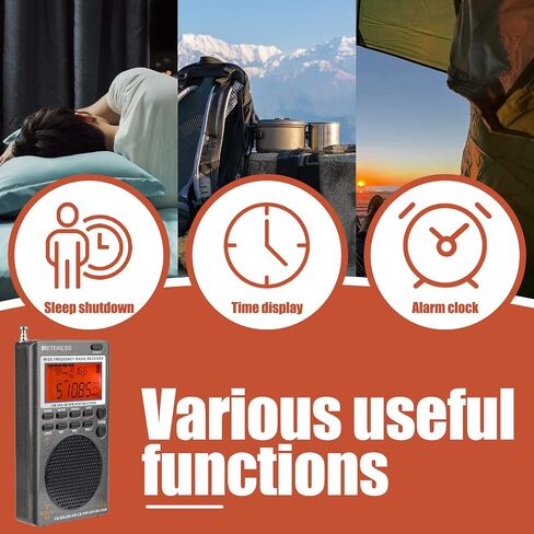 Retekess TR110 Portable SSB Shortwave Radio, Airband Radio Receiver, Full Band Radio MW FM SW Air CB with NOAA Alert, FM Stereo, Clock, Sleep Timer in Saudi Arabia