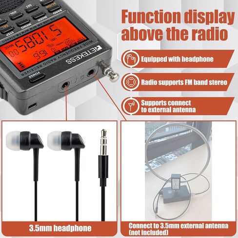 Retekess TR110 Portable SSB Shortwave Radio, Airband Radio Receiver, Full Band Radio MW FM SW Air CB with NOAA Alert, FM Stereo, Clock, Sleep Timer in Saudi Arabia