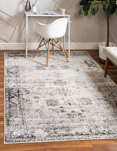 Unique Loom Sofia Collection Area Rug - Casino (4' 1" x 6' 1" Rectangle, Gray/ Beige) in Kuwait